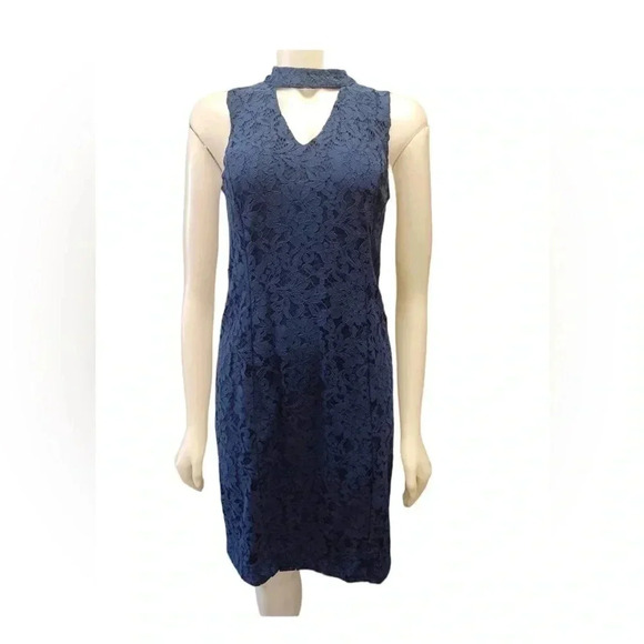 White House Black Market WHBM  Blue Sheath Midi Dress Size 4 - Picture 1 of 10